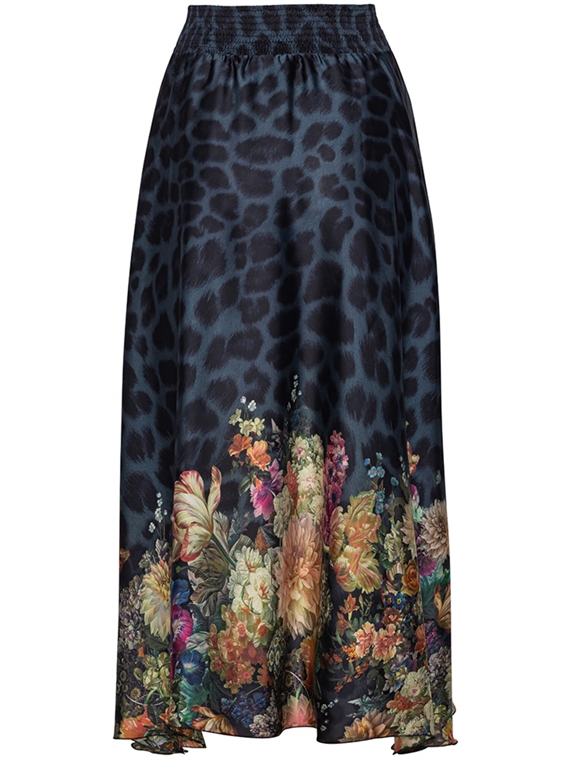 Karmamia Savannah Skirt, Navy Flower Leopard
